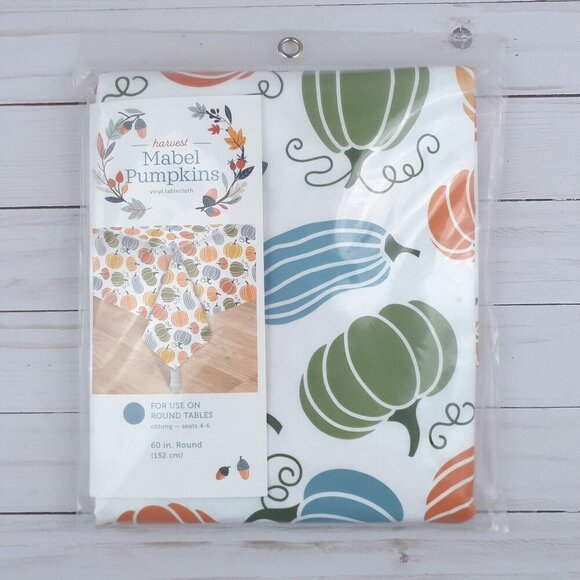 Other - Vinyl Tablecloth 60 in Round Fall Halloween Mabel Pumpkin Picnic Party Camping